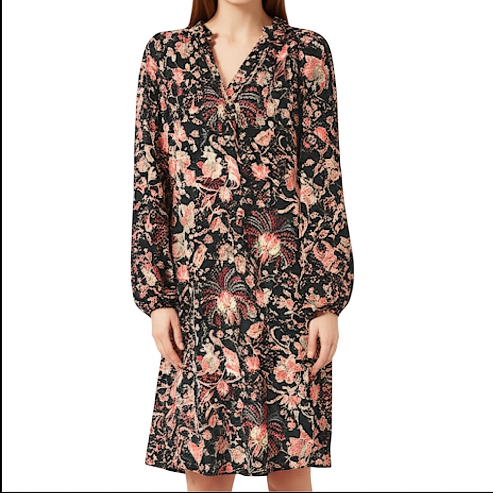 H&M Chiffon Paisley Floral Black Dress Women’s Size 8